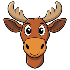 Moose Head Vector Style on White