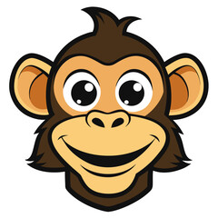 Monkey Head Vector Style on White