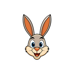 Rabbit Head Vector Style on White