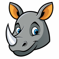 Rhinoceros Head Vector Style on White