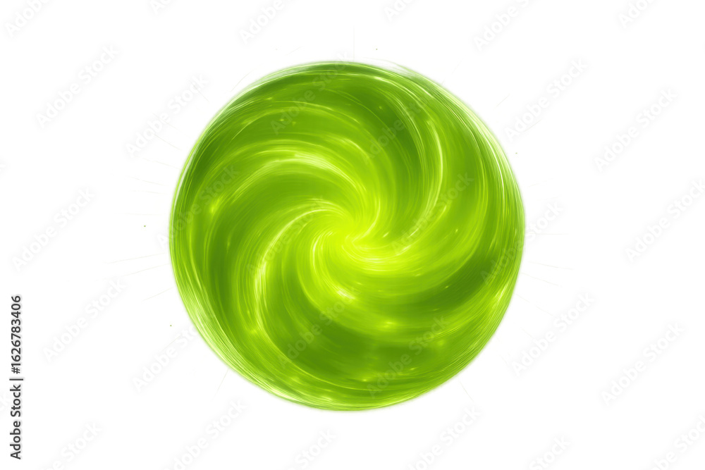 Aufkleber bright green energy swirling inside a transparent sphere, creating a mesmerizing vortex with a trans