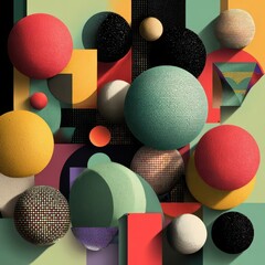 Abstract geometric spheres design, colorful background, modern art, website banner