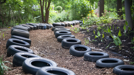 Recycled tire obstacle course
