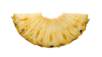 Fresh pineapple slice closeup isolated on the transparent background with juicy texture and natural detail for food concepts