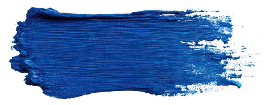 Bold, horizontal, textured blue paint stroke