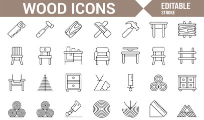 Furniture Design and Carpentry Icon Collection for Illustrations