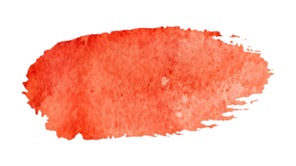Red watercolor textured brush stroke on the transparent background for creative art, design, banner, or template projects
