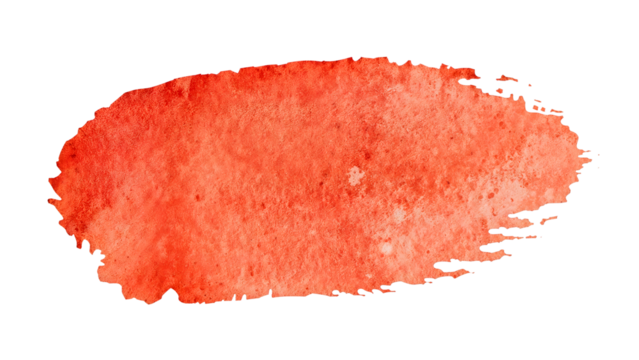 Red watercolor textured brush stroke on the transparent background for creative art, design, banner, or template projects