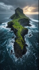  Green land rising from the ocean