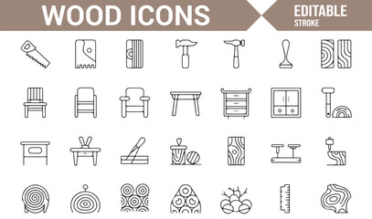 Woodworking Icon Set for Furniture and Craft Designs