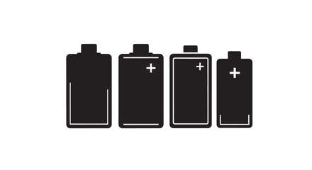 Four batteries of varying charge levels in silhouette