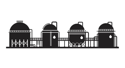 Industrial storage tanks and pipelines silhouette © Alex
