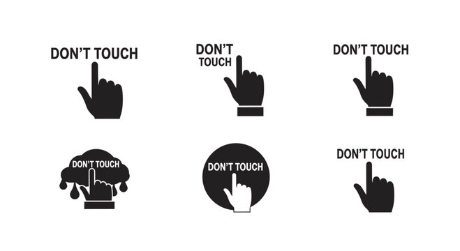 Collection of don t touch hand icons and symbols silhouette