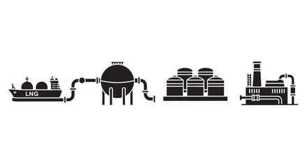 Liquefied natural gas lng import and export process silhouette