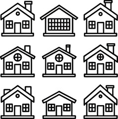 Fototapeta premium Collection of simple house outlines silhouette isolated on white background