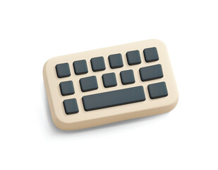 Minimalist 3D icon of Beige Computer Keyboard with Stylized Layout