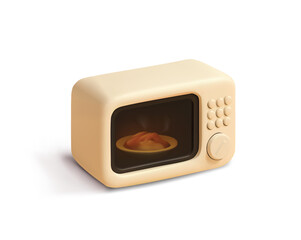 Microwave with Cooked Dish Inside 3d icon