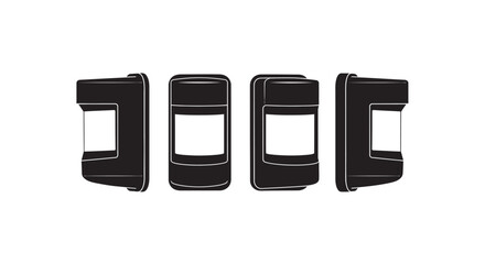 Four motion sensor devices in a row silhouette