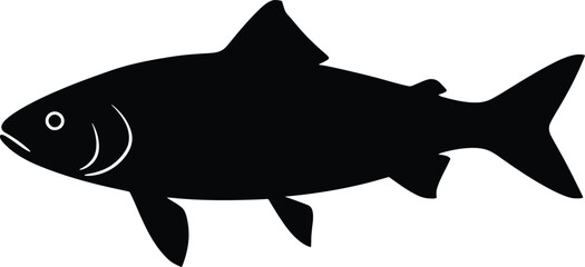 Vector art of a simple black silhouette of a fish swimming gracefully in the water a representation of nature and aquatic life