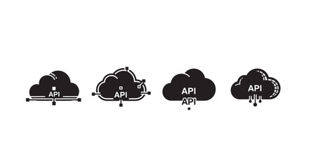 Cloud api integration and connectivity concepts silhouette