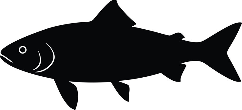 Vector art of a simple black silhouette of a fish swimming gracefully in the water a representation of nature and aquatic life