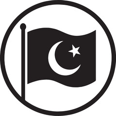 Pakistan Flag Inside Circle &ndash; Vector, Logo, and Sticker Design Keywords,Black and white silhouette of pakistan Flag 

