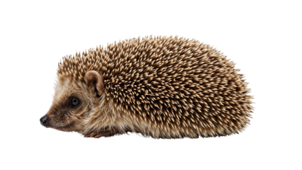 Cute hedgehog side profile on the transparent background showcasing spines and adorable face for animal and wildlife themes