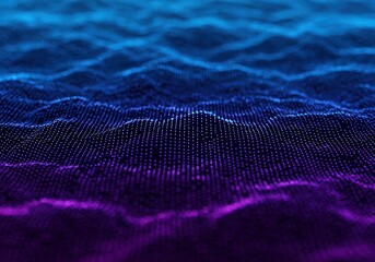 Abstract digital wave with blue and purple colors creates a dynamic background.