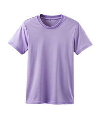 Photo of plain purple shortsleeve crewneck tshirt isolated on transparent background