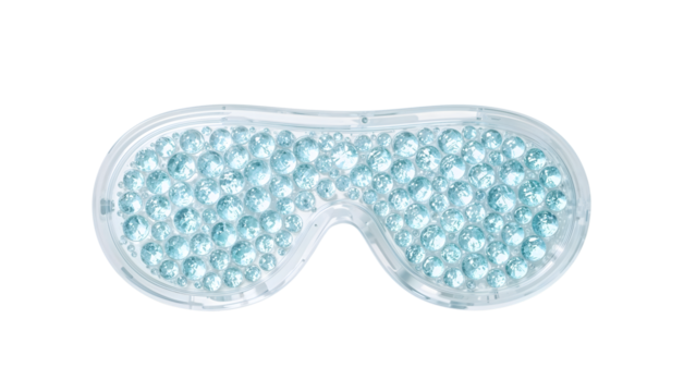 Gel bead eye mask for puffy eyes relief and cooling therapy on the transparent background, skincare accessory for relaxation and soothing tired eyes