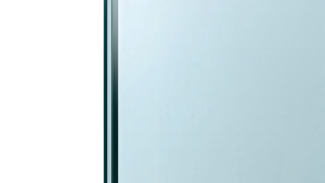 Minimalist glass partition closeup with clean transparent surface and modern architectural frame for office interiors