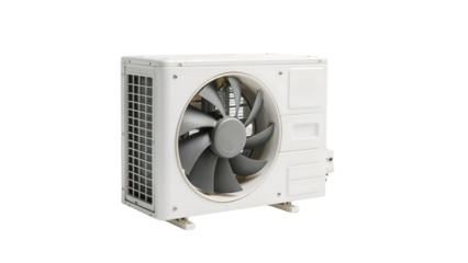 Modern air conditioner outdoor unit isolated on the transparent background  efficient cooling appliance, hvac system, technology concept