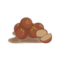 Vector illustration of traditional Indian dessert Gulab Jamun