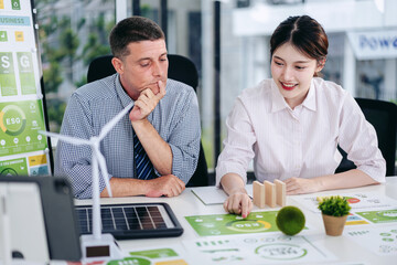 Sustainable Business Strategy Meeting ESG Carbon Reduction Renewable Energy Solutions For Future