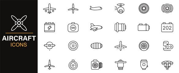 Modern aviation icon set featuring flight components and equipment © SAHARA
