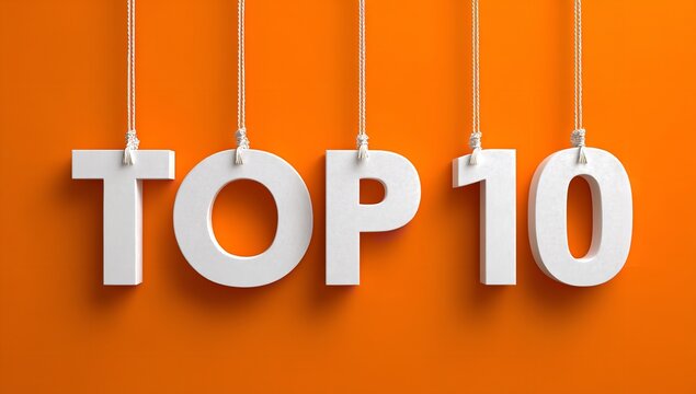 Unveiling the much awaited Top 10 list in a vibrant reveal suspended in crisp white against a stark