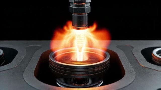 Fuel injector spraying and igniting within an engine combustion chamber