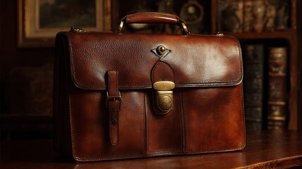 Exquisite Vintage Leather Briefcase, A Timeless Emblem of Refined Professionalism .