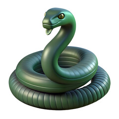 Fototapeta premium Stylized Green Snake Coiled and Ready to Strike.