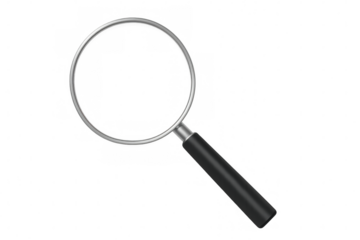 Realistic magnifying glass with a transparent background, perfect for various design projects requiring a search or zoom effect