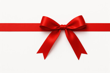 Shiny red ribbon with beautiful bow on white background representing celebration and gifts