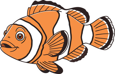 A highly realistic clownfish side view bright