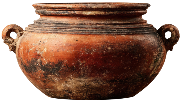 Ancient terracotta pot with two handles
