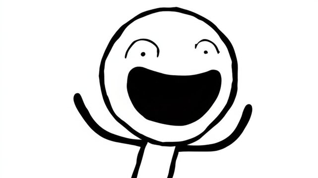 Close Up Stick Figure Smiling With Glee
