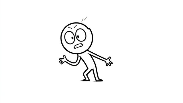 Sketch Character With Wide Eyed Surprise Reaction