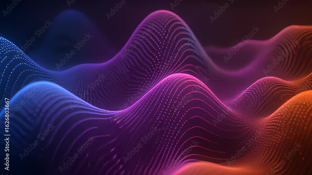 Poster vibrant dolly shot revealing colorful waves of pulsating technology in a captivating display of move