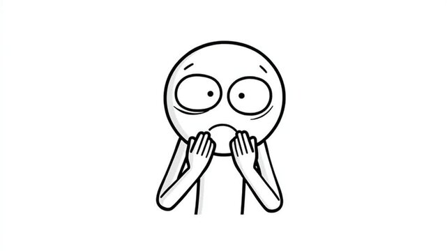 Stick Figure Holding Face In Shocked Surprise