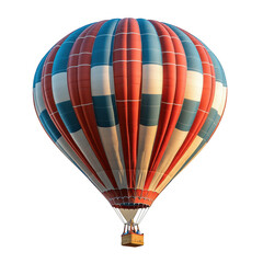 Fototapeta premium Red white and blue hot air balloon isolated on transparent background