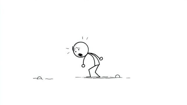 Sketch Figure Running In Startled Surprise Reaction