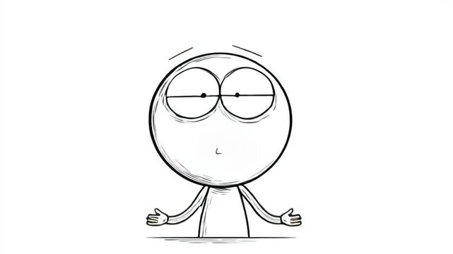 Hand Drawn Character With Subtle Surprised Expression